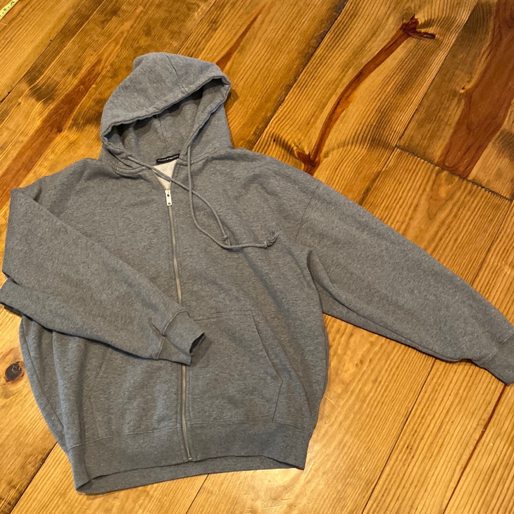 Brandy Melville gray zip hoodie w/ pockets, like new. Oversized small